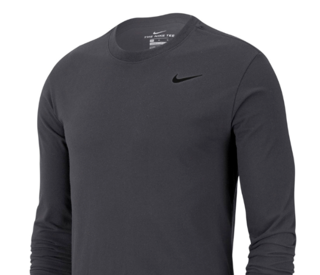 Nike Long Sleeve T Shirt Mens Small Anthracite Authentic Dri Fit Cotton ...